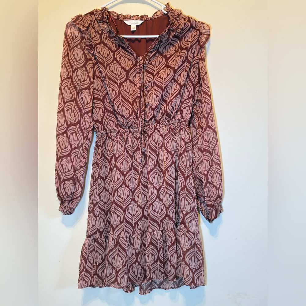 Floral Patterned Long Sleeve Dress| XS